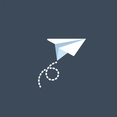 flying paper plane in flat vector design.