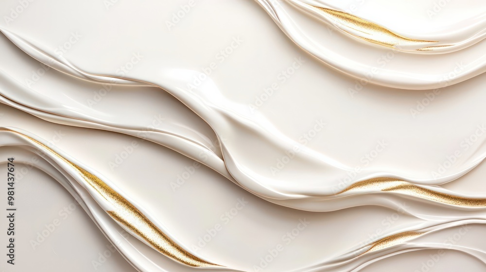 Poster a white background with gold waves. the background is very clean and simple