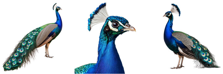 Set of A peacock isolated on transparent background