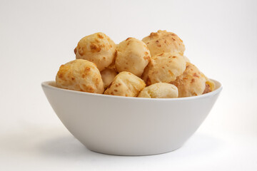 Pão de Queijo Food Dish side view isolated on a white background