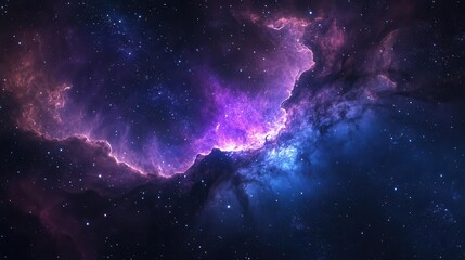 Fototapeta premium breathtaking cosmic vista of swirling nebulae in vibrant hues of purple and blue distant stars glitter like diamonds against the vast expanse of deep space