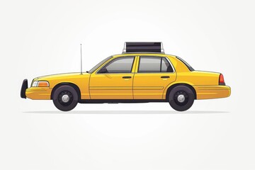 A yellow taxi cab with luggage on top, perfect for transportation and travel scenes