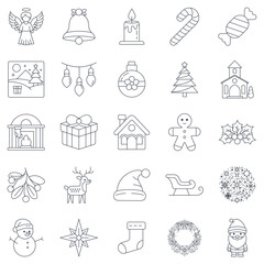 Christmas icons set, Included icons as Angel, santa claus, Christmas tree, Church and more symbols collection, logo isolated vector illustration