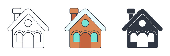 Gingerbread house icon symbol vector illustration isolated on white background