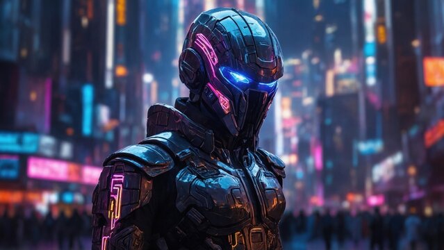 futuristic alien robot in space