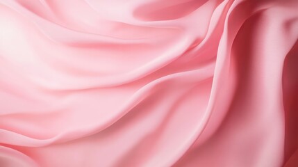 Fototapeta premium A pink fabric with a smooth texture. The fabric is soft and has a flowy appearance. The color pink is dominant, giving the impression of a feminine and elegant design