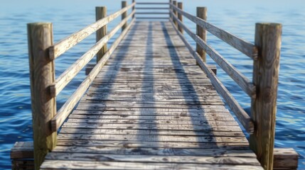 A wooden pier stretching into the calm waters