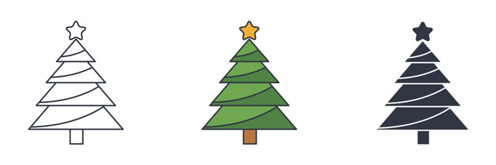 Christmas tree icon symbol vector illustration isolated on white background