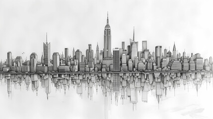 Naklejka premium astarte.ai: Continuous Line Art of Skyline City 