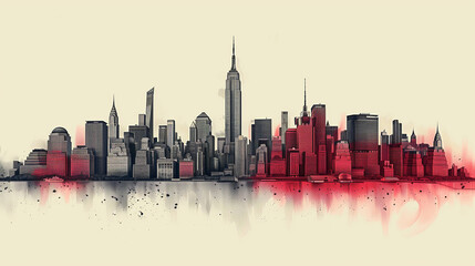 Fototapeta premium astarte.ai: Continuous Line Art of Skyline City 