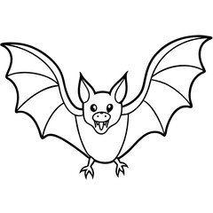 Vampire Bat in Flight with Extended Wings and Visible Fangs – Vector Art