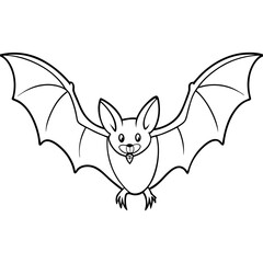 Vampire Bat in Flight with Extended Wings and Visible Fangs – Vector Art