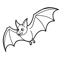 Vampire Bat in Flight with Extended Wings and Visible Fangs – Vector Art