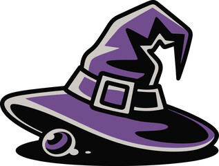 Witch Hat Cartoon Vector Icon Illustration. Flat Cartoon Style.
