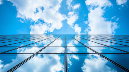 青空を映すガラス張りの高層ビル