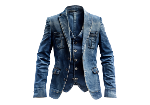 Denim suit. Transparent background, Isolated PNG. - Powered by Adobe