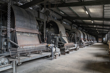 historic machinery of a abandoned mining site