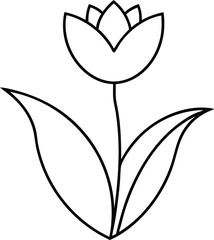 Tiny Tulip Vector Illustration for Kids Coloring Book

