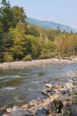 Chilliwack River during a summer season in Chilliwack, British Columbia, Canada