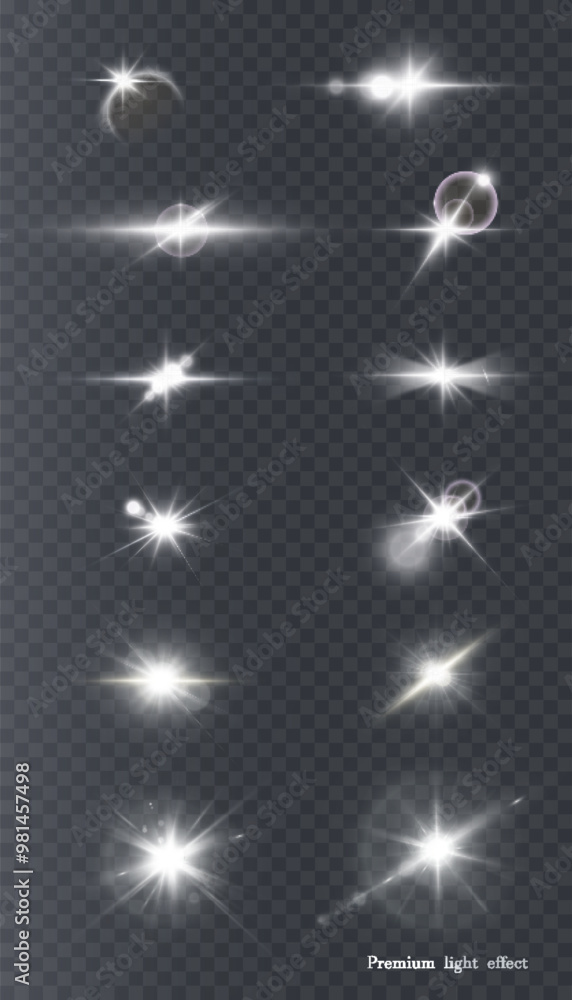 Aufkleber glowing bright light effects on transparent background. blurred vector glitter collection. explosive
