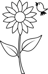 Charming Sunflower Vector Art for Kids Coloring Books
