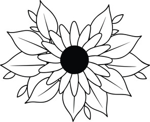 Sunflower Vector Illustration for Kids Coloring Book

