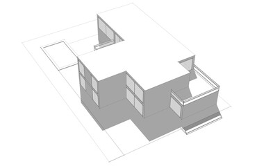 Modern building architectural sketch