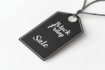 Black friday tag lying on white background