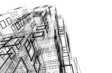 Fototapeta premium Modern building architectural sketch