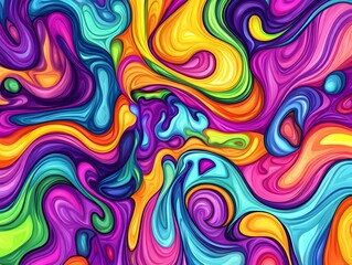 Psychedelic Swirling Kaleidoscopic Rainbow Abstract Art Design