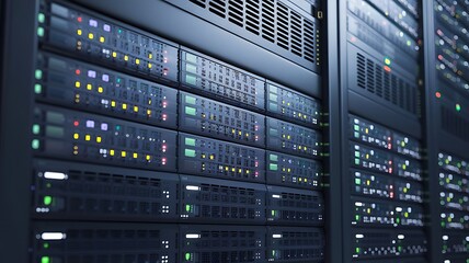 Data Center Server Units with Flickering Light Indicators for High Bandwidth