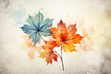 Colorful background of assorted maple leaves with a generous area for inserting text
