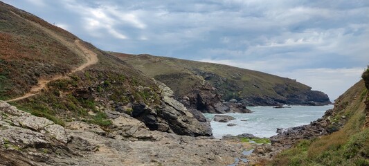 Panorama depuis le sentier côtier à Locmaria, Belle-Île-En-Mer, Bretagne, France