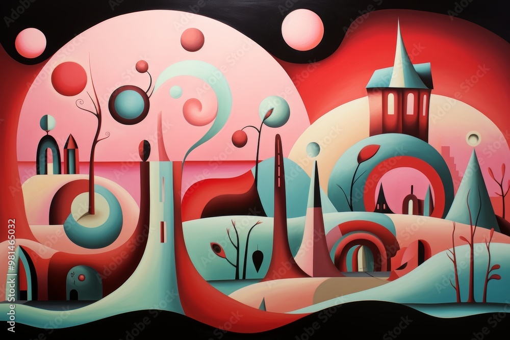 Poster exploring contemporary art abstract compositions of color and form reflecting emotions and society