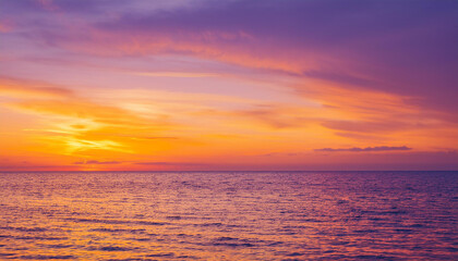 Fototapeta premium Seascape with beautiful sunset or sunrise. Sea water.