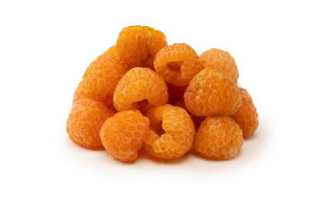 Tasty fresh raspberry isolated on a white background. Top view.
