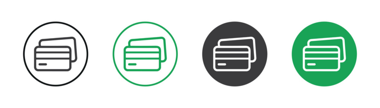 credit card line icon set