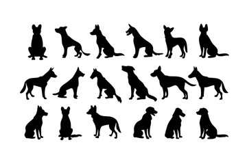 dog vector silhouette, different styles of dog, set of dog silhouettes