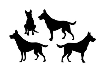 dog vector silhouette, different styles of dog, set of dog silhouettes