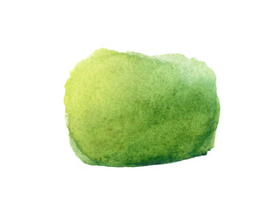 Watercolor abstract green painting with stains and paper texture