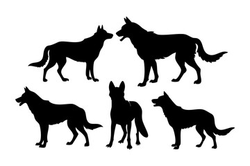 dog vector silhouette, different styles of dog, set of dog silhouettes