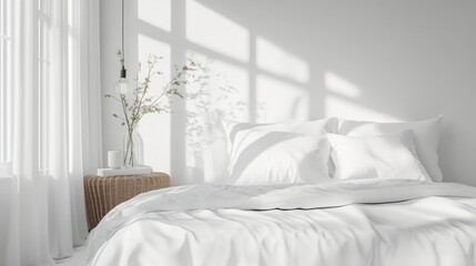 Minimalist Hotel Bedroom with Sunlight