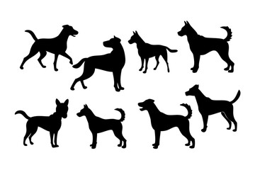 dog vector silhouette, different styles of dog, set of dog silhouettes