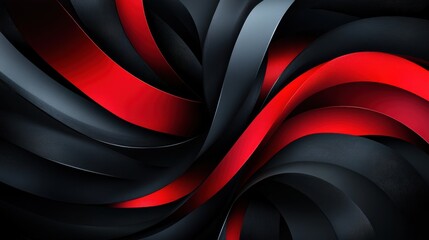 Abstract Black Friday background featuring swirling black and red ribbons