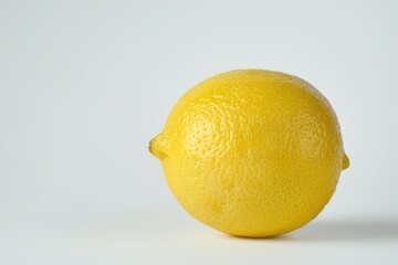 A single lemon sits on a clean white surface