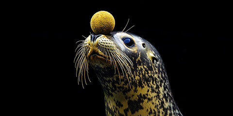 Obraz premium Sea lion playing with a ball