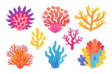 coral vector, colorful coral vector, all different styles of coral, sea creature