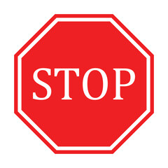 Stop sign icon. Stop traffic sign, traffic regulatory warning symbol minimalist icon isolated on white background. Red stop road sign warning signage octagon. Vector Illustration. EPS 10