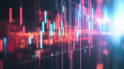 Abstract colorful stock market data display.