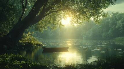 Obraz premium misty morning in the forest